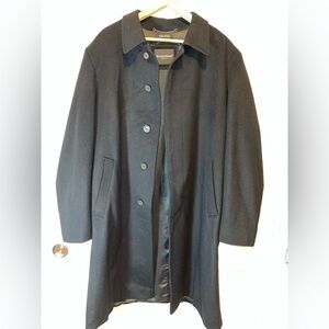 Schneider Men's Classic Black Virgin Wool & Cashmere Trench Coat